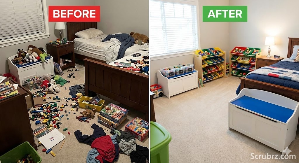 Shower tile cleaning before and after